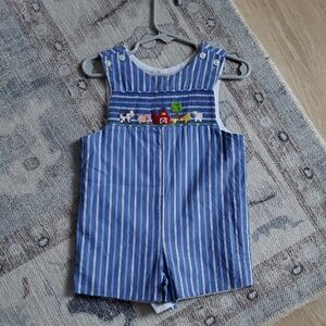 Banbury Cross Baby Boys Smocked Embroidered Farm Jon Jon Outfit Sz12m